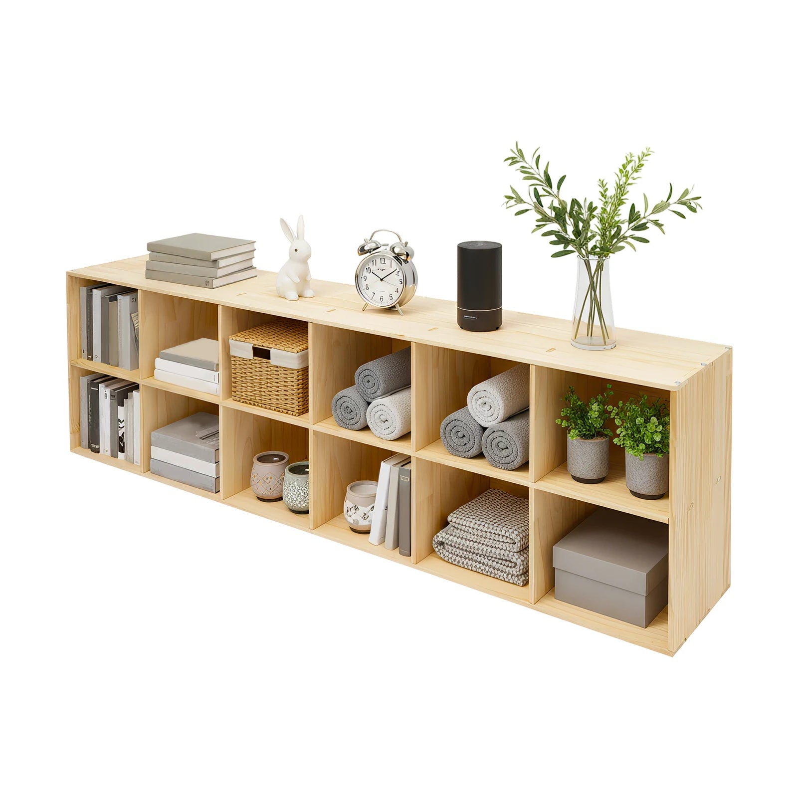 12-Cube Solid Wood Bookcase