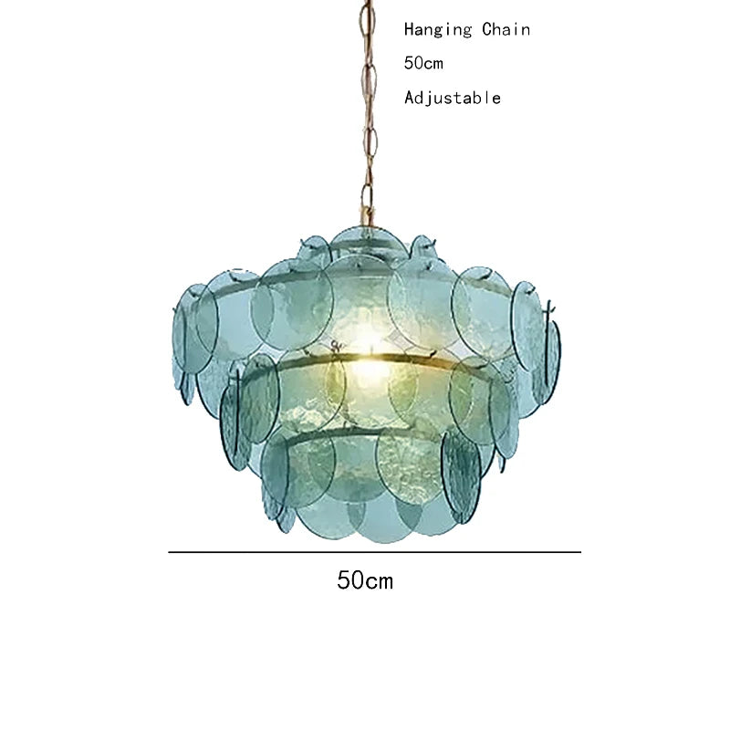 Green & Amber Cut-Glass LED Chandelier