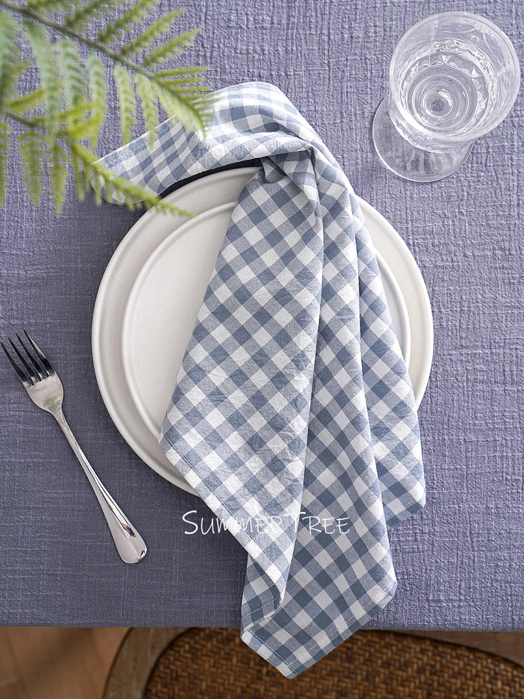 Set of 10 Gingham Cotton Napkins 42x42cm Reusable Check Cloth Napkin for Wedding Christmas Dinner Party Banquet Home Table Decor