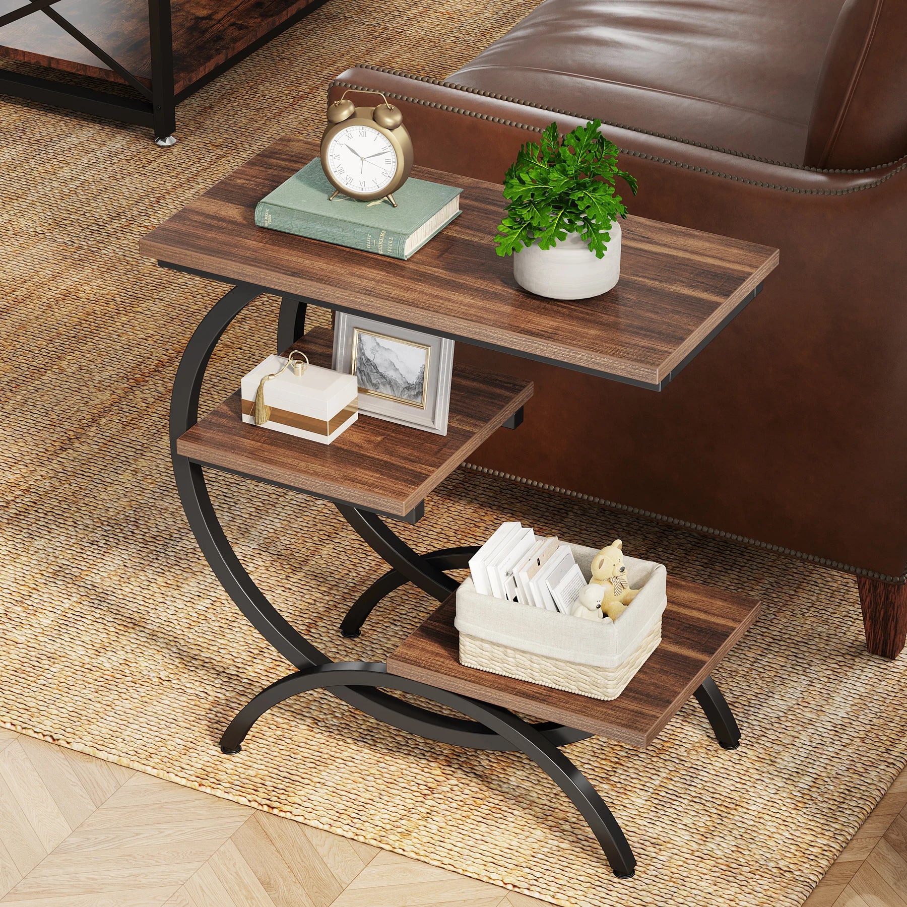 3-Tier C-Shaped Side Table
