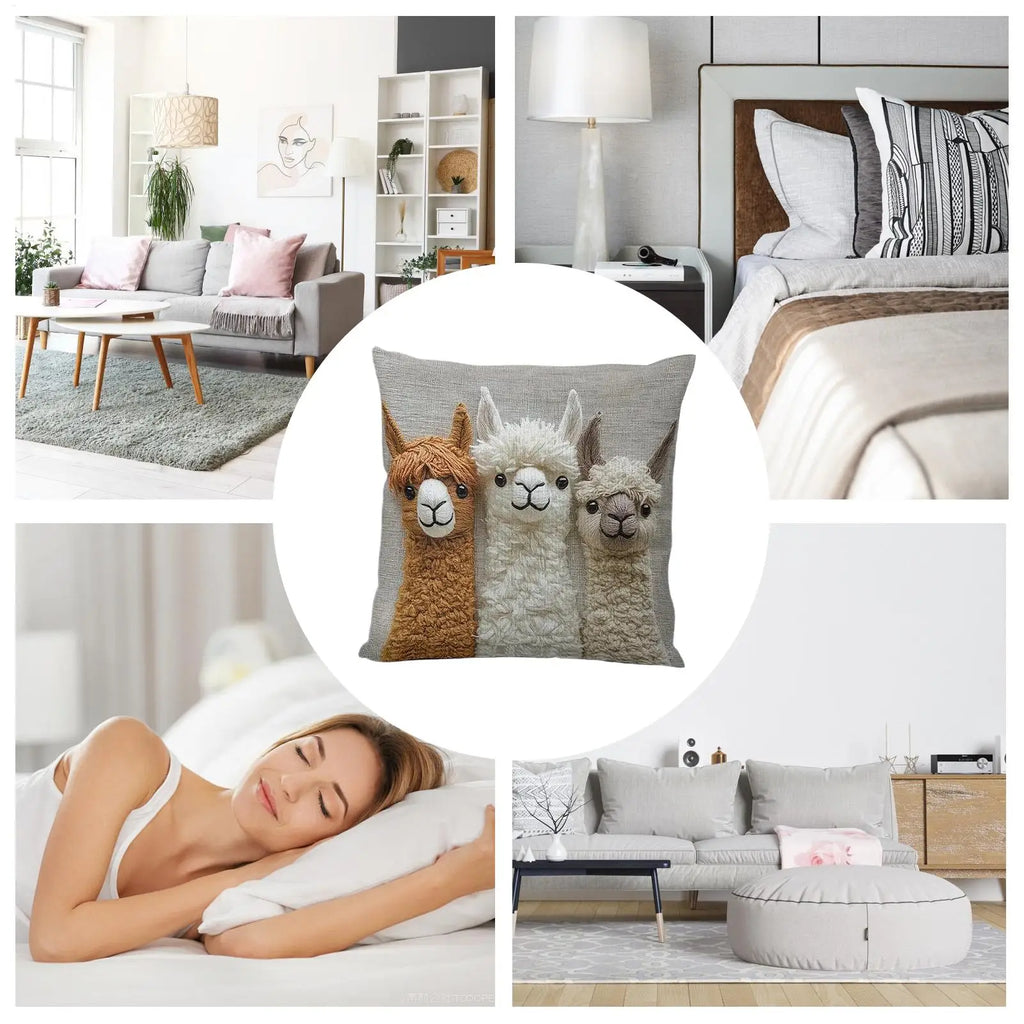 Alpaca Farmhouse Throw Pillow Cover