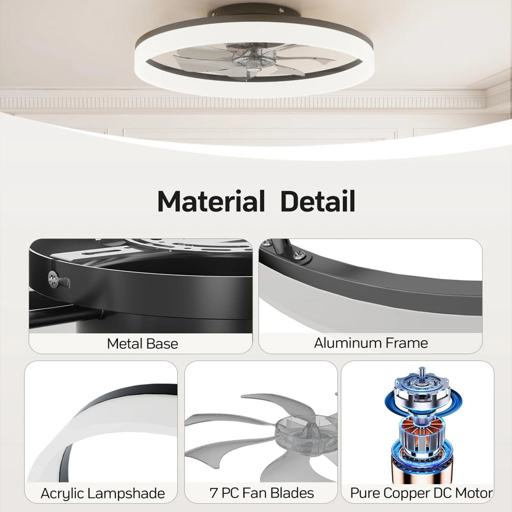 Infinite Dimmable Remote-Control LED Ceiling Fan with Light