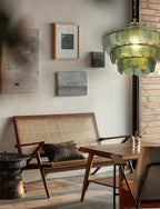 Green & Amber Cut-Glass LED Chandelier