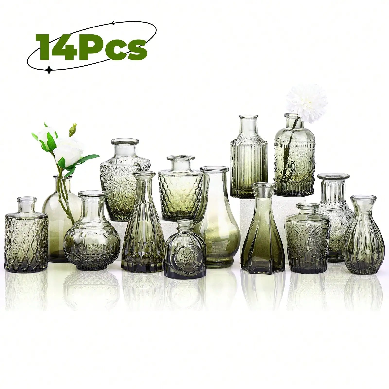 14-Piece Mini Glass Vase Set