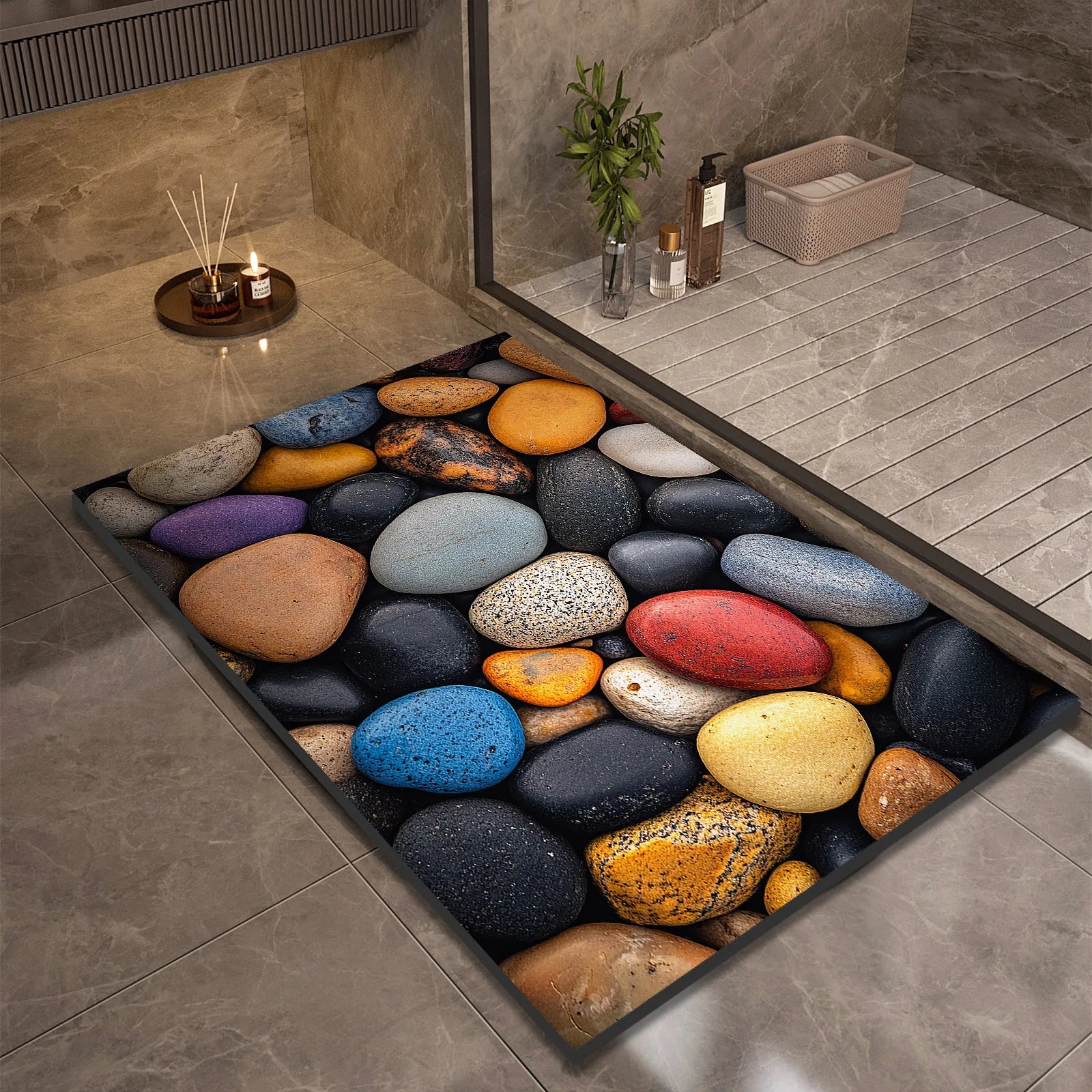 Stone Design Diatomite Bath Mat Bathroom Non-slip Shower Foot Mats Absorbent Quick Dry Toilet Rugs Carpet Doormat Washable