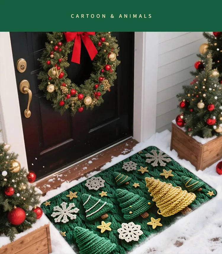 Gingerbread & Santa Christmas Door Mat