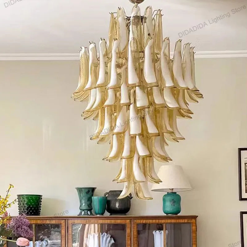 Murano-Style Multicolor Horseshoe Glass Pendant Light