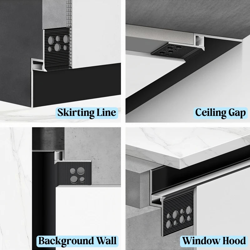 1m Ultra Narrow Shadow Gap LED Aluminum Profile Recessed