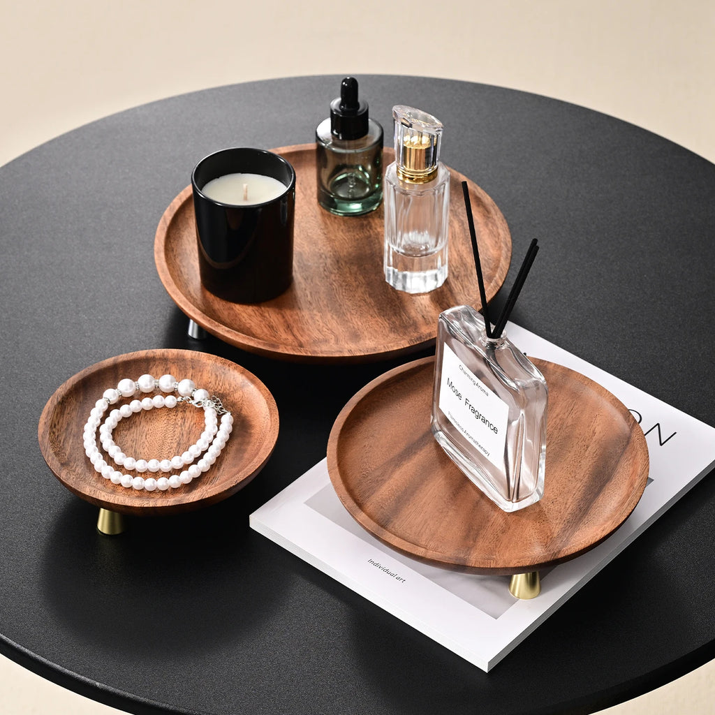 Round Wooden Serving & Display Tray