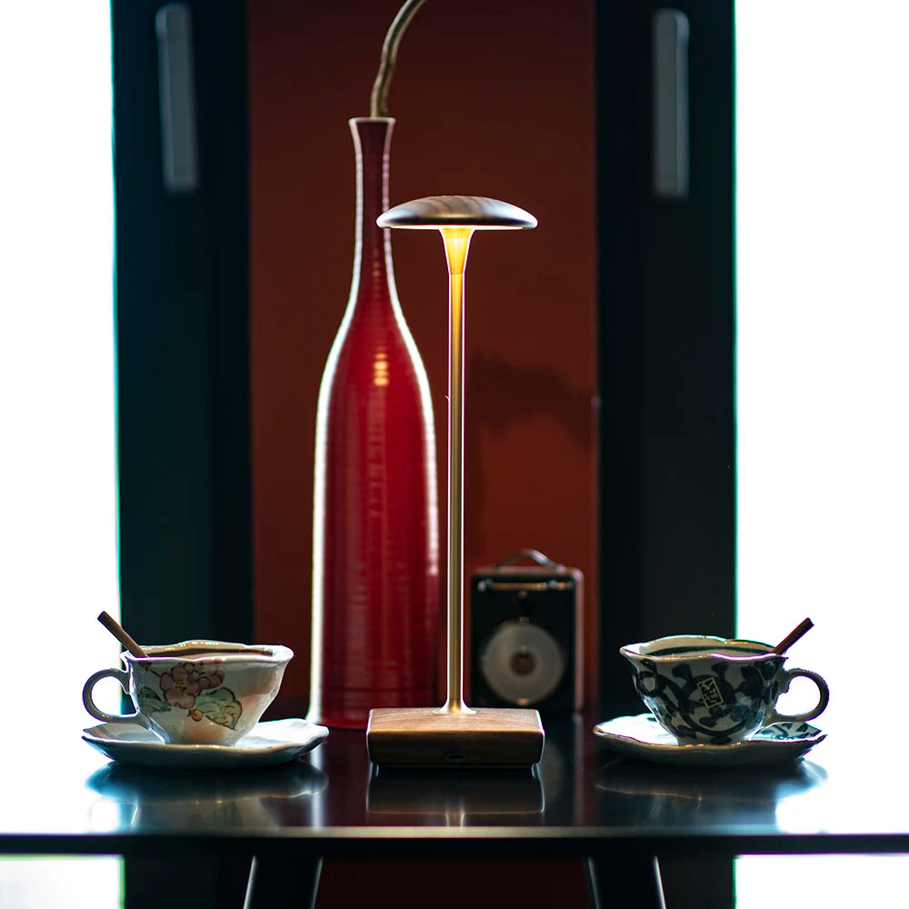 Walnut Wood Vintage Table Lamp