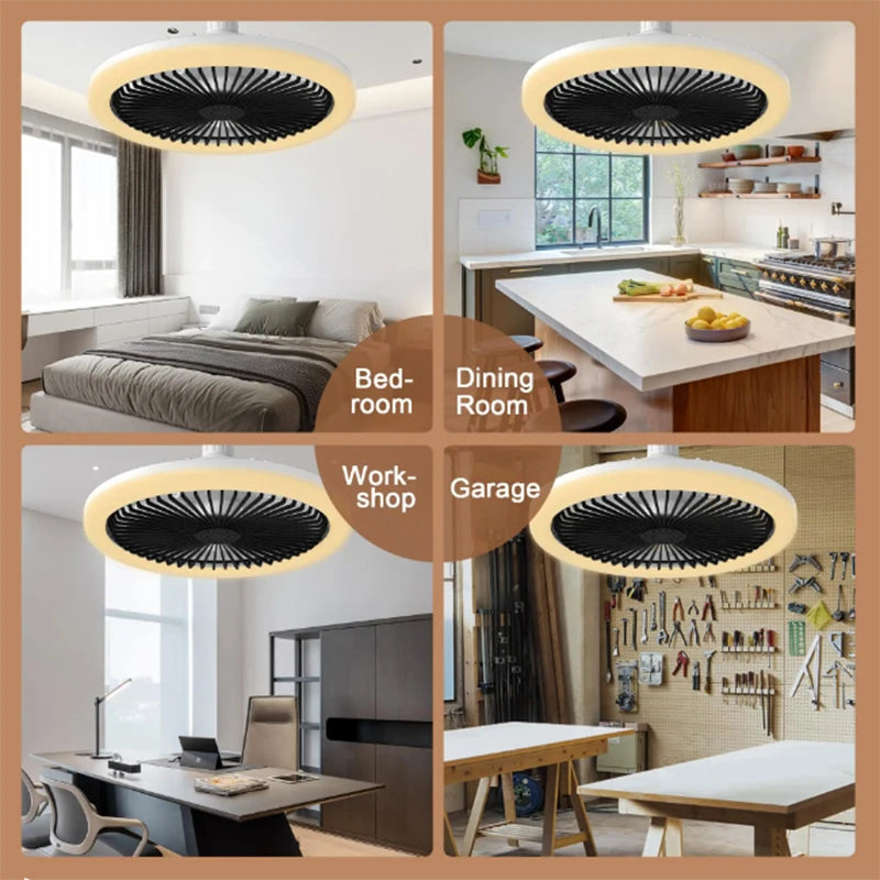 E27 Remote-Control LED Ceiling Fan with Light