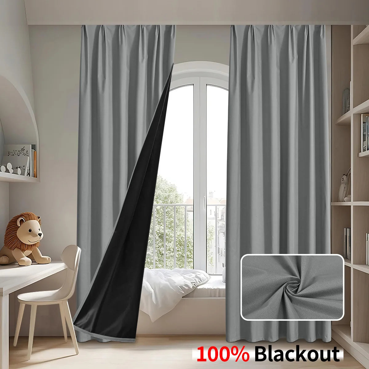 Custom Size 1Pc Hook 100% Blackout Curtains for Living Room Bedroom Thermal Insulated Waterproof Window Decor 창문커텐 Door Blinds