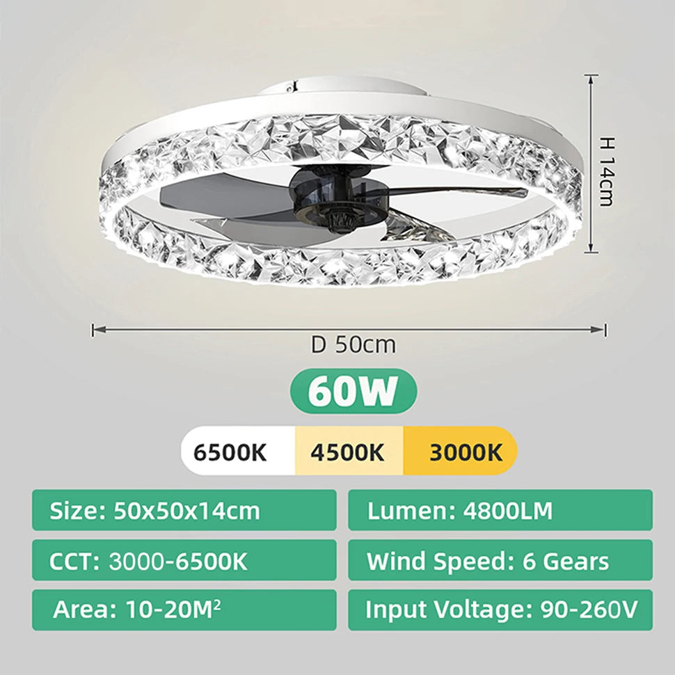 Infinite Dimmable Remote-Control LED Ceiling Fan with Light