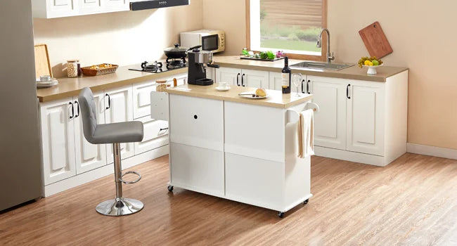 60-Inch Drop-Leaf Rolling Kitchen Island