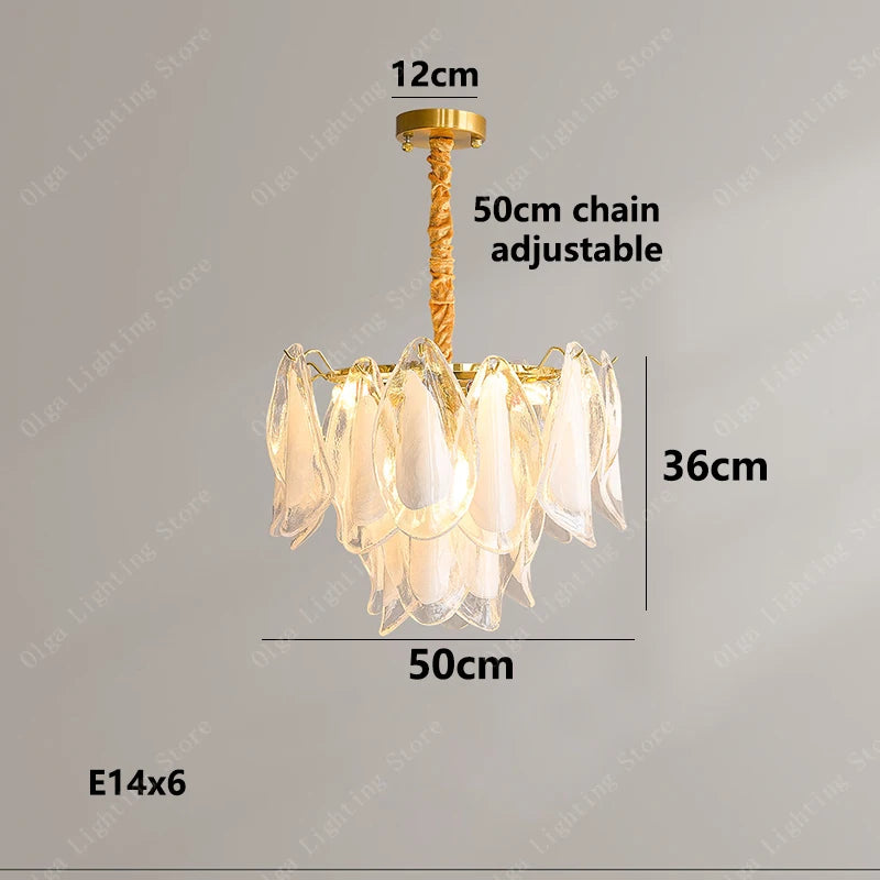 Murano Petal Glass Dimmable Chandelier