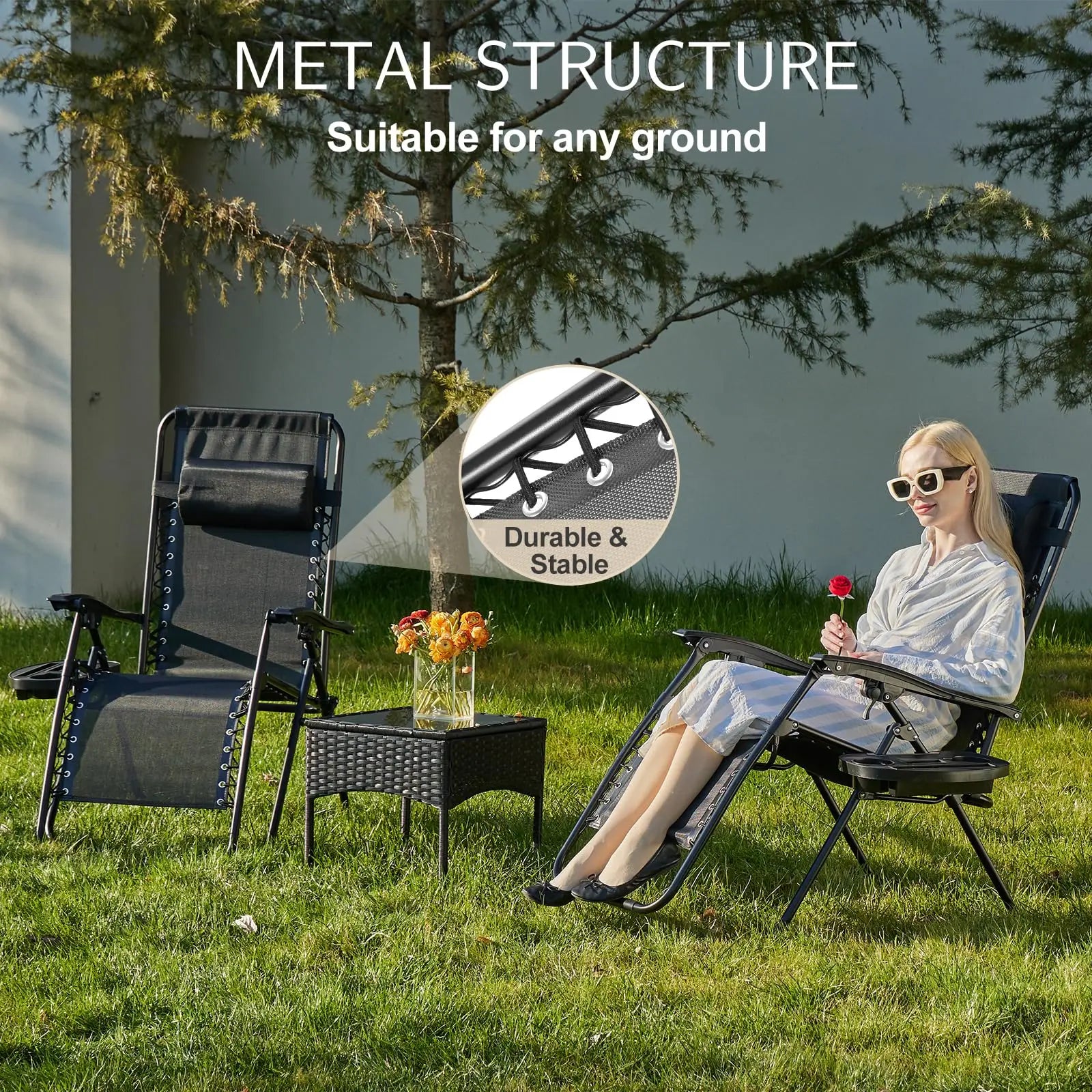 Set of 2 Zero-Gravity Outdoor Recliners