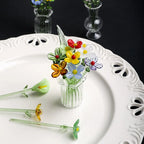 Hand-Blown Glass Flower Sculpture with Vase
