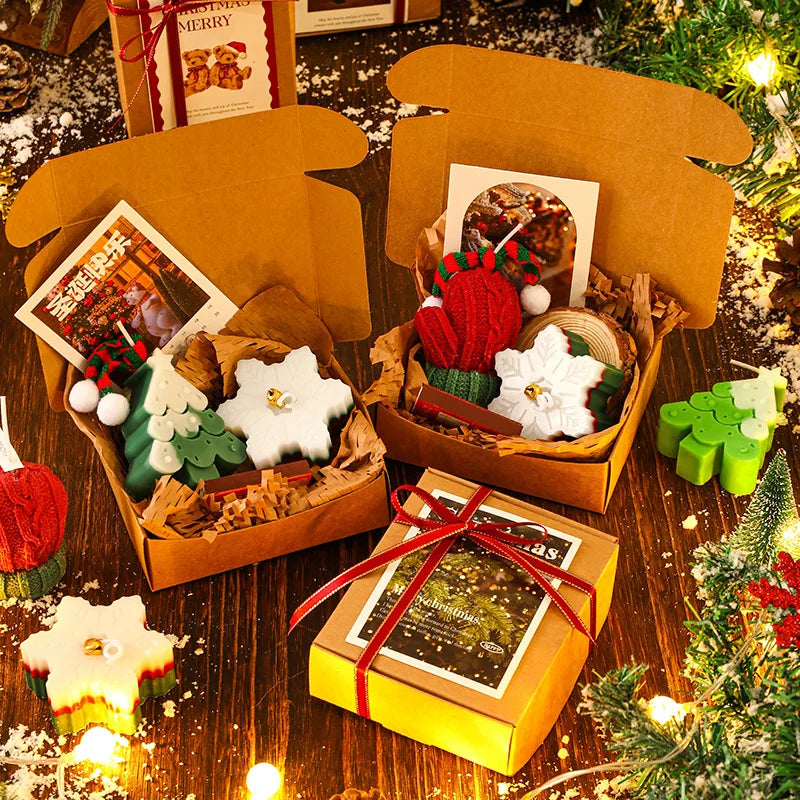 Holiday Candle Gift Floral Decorative Candle Set Christmas Scented Candle Scented For Bookshelf Bedroom Holiday Season