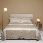 Liv-Esthete Noble 100% Silk Bedding Set Blue Gray Summer Duvet Cover Pillow Case Bed Sheet Quilt Cover Double King Queen Sets