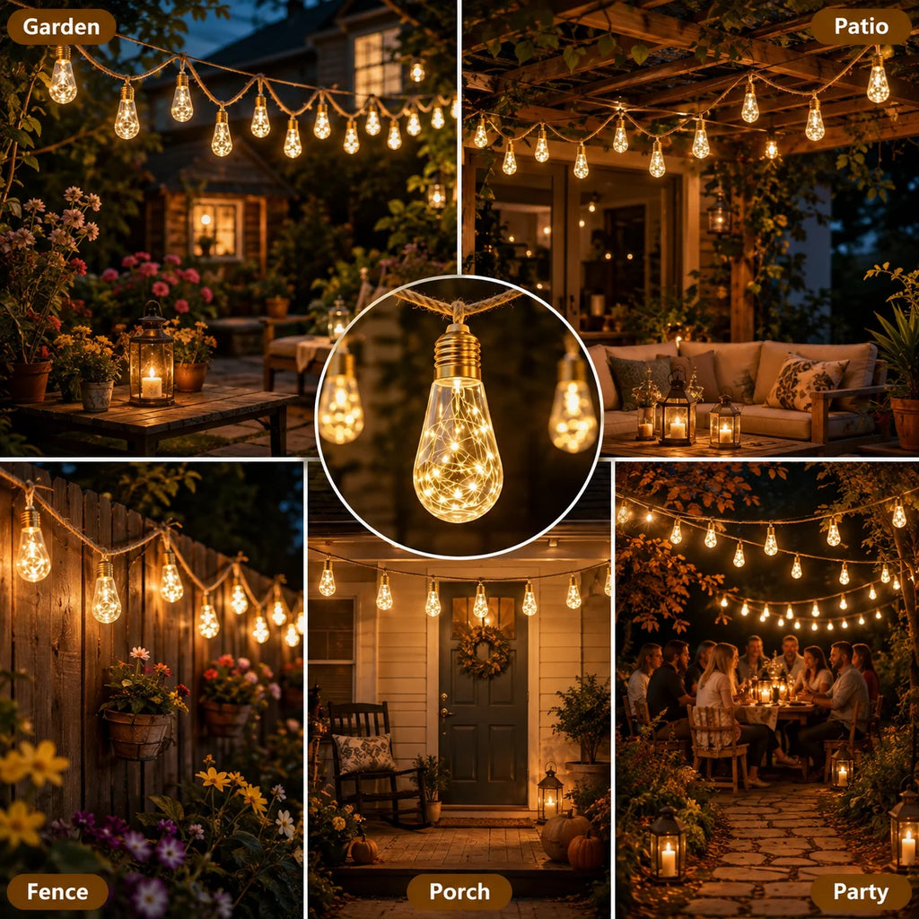 Hemp Solar Outdoor String Lights