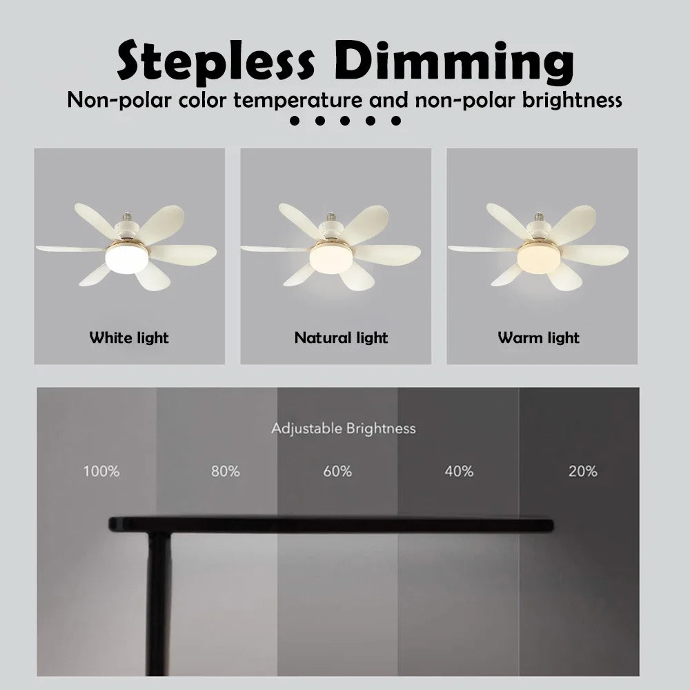 E26 Smart Remote-Control LED Ceiling Fan with Light