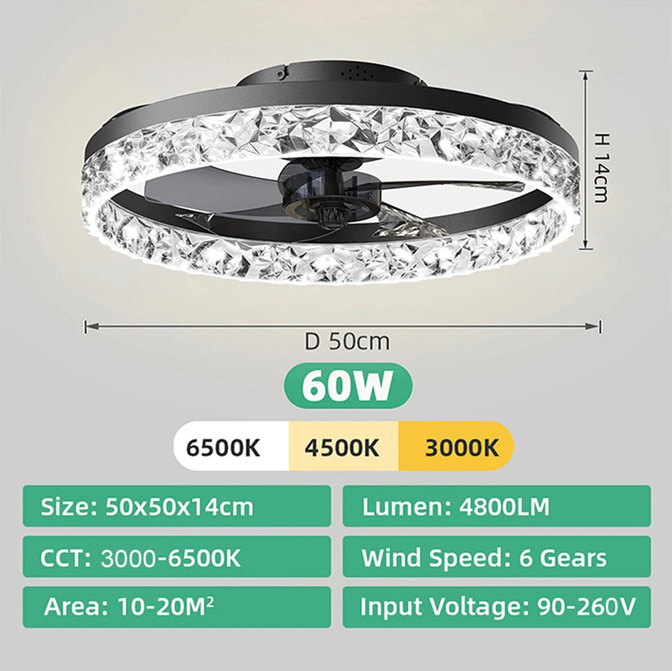 Infinite Dimmable Remote-Control LED Ceiling Fan with Light
