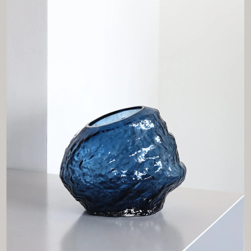 Rock-Textured Nordic Glass Vase