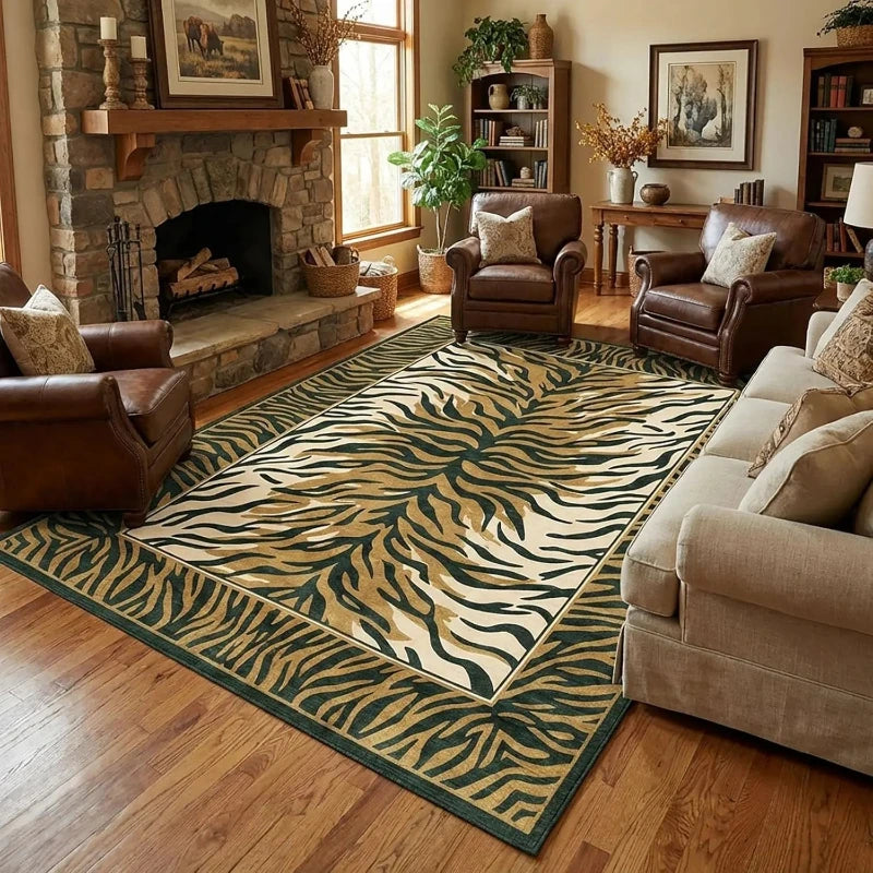 Pink Zebra Machine-Washable Area Rug