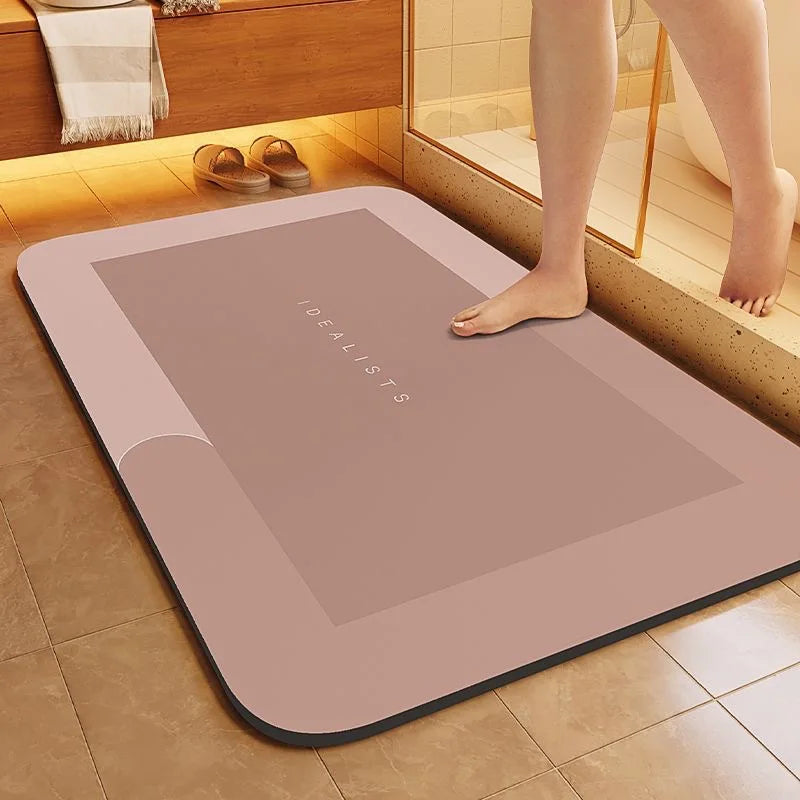 Minimalist Diatomite Bath Mat Quick-Dry Absorbent Non-Slip Door Mat Stain-Resistant & Durable Entryway Rug
