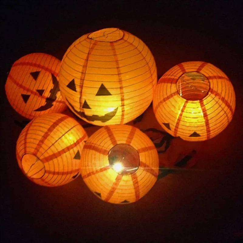5-Piece Hanging Pumpkin Paper Lantern Set