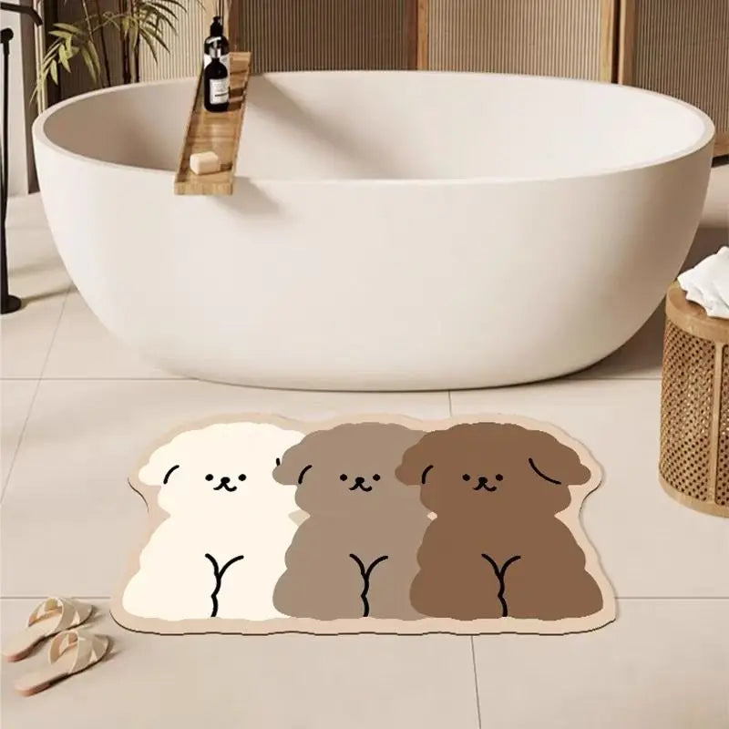 Three-color puppy bathroom carpet diatom mud bathroom quick-drying absorbent floor mat household bathroom custom non-slip mat