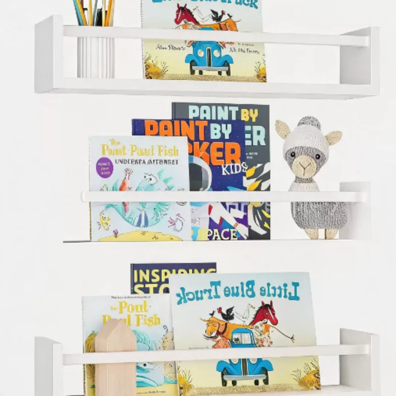 Floating Wood Storage Bookcase — detail view