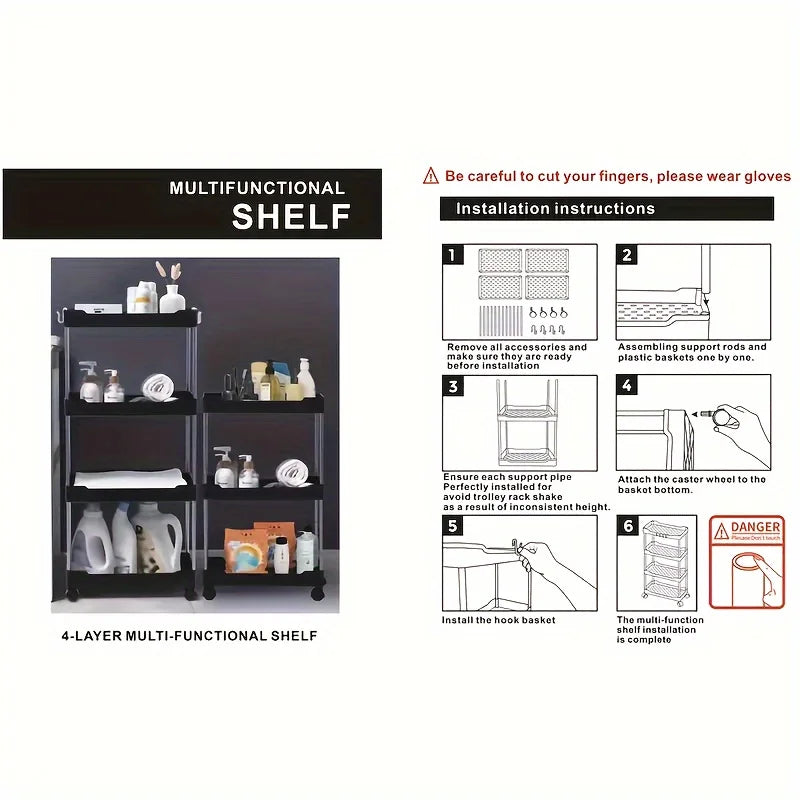 Slim Multi-Tier Rolling Storage Cart