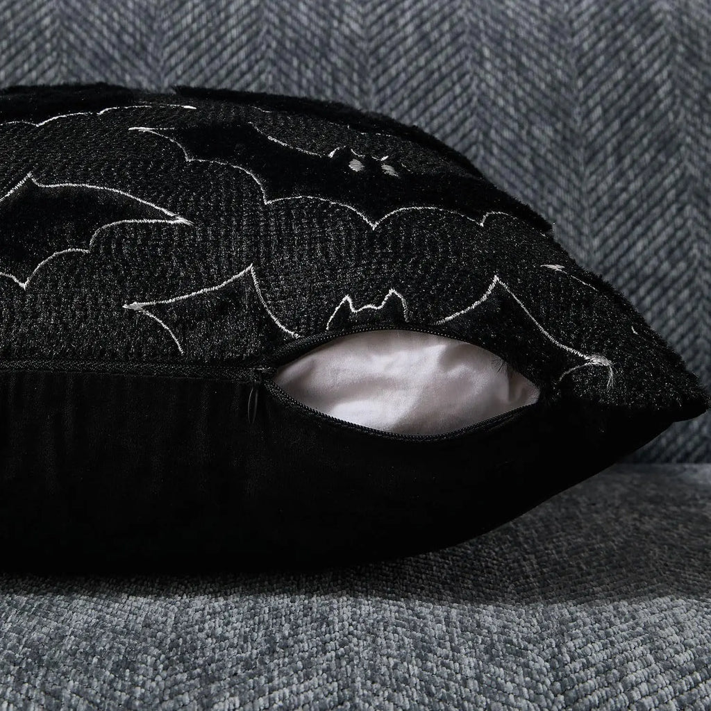 Black Halloween Plush Pillow Cover