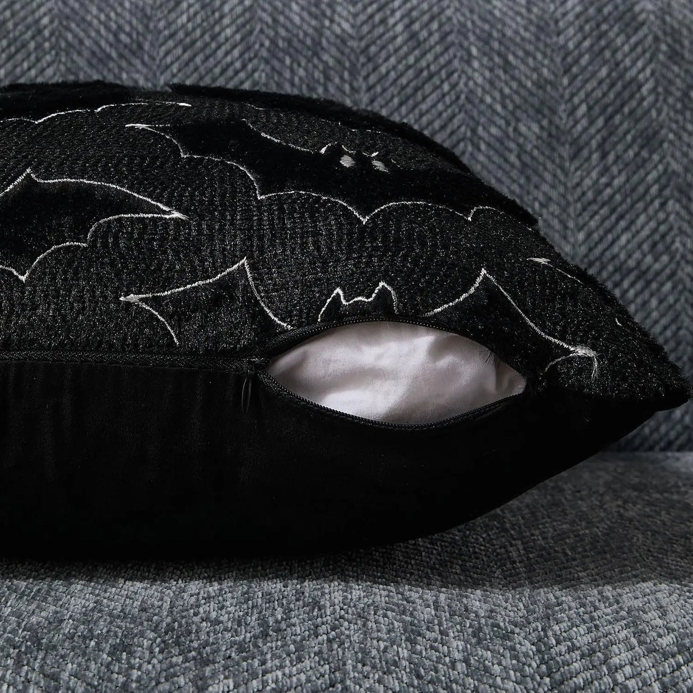 Black Halloween Plush Pillow Cover — additional view