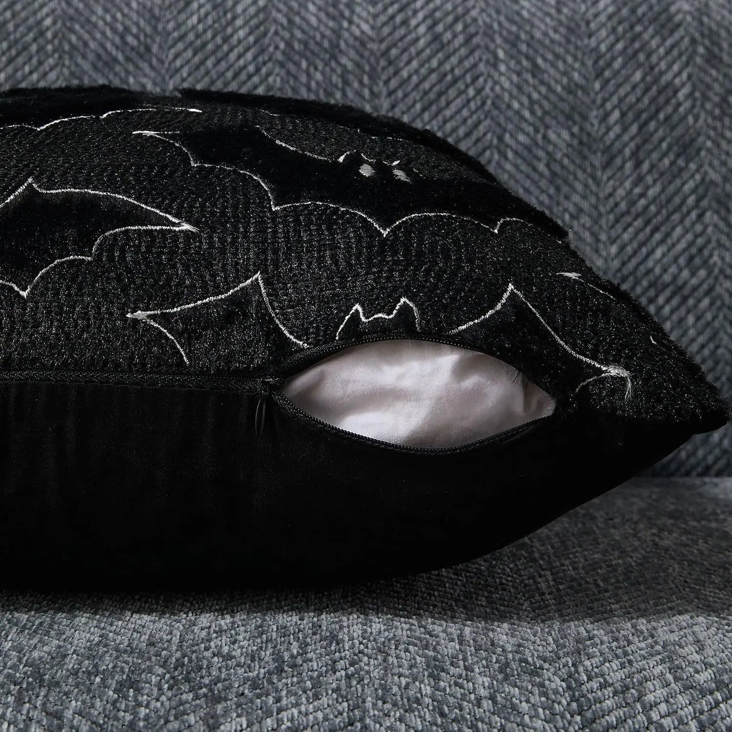 Black Halloween Plush Pillow Cover