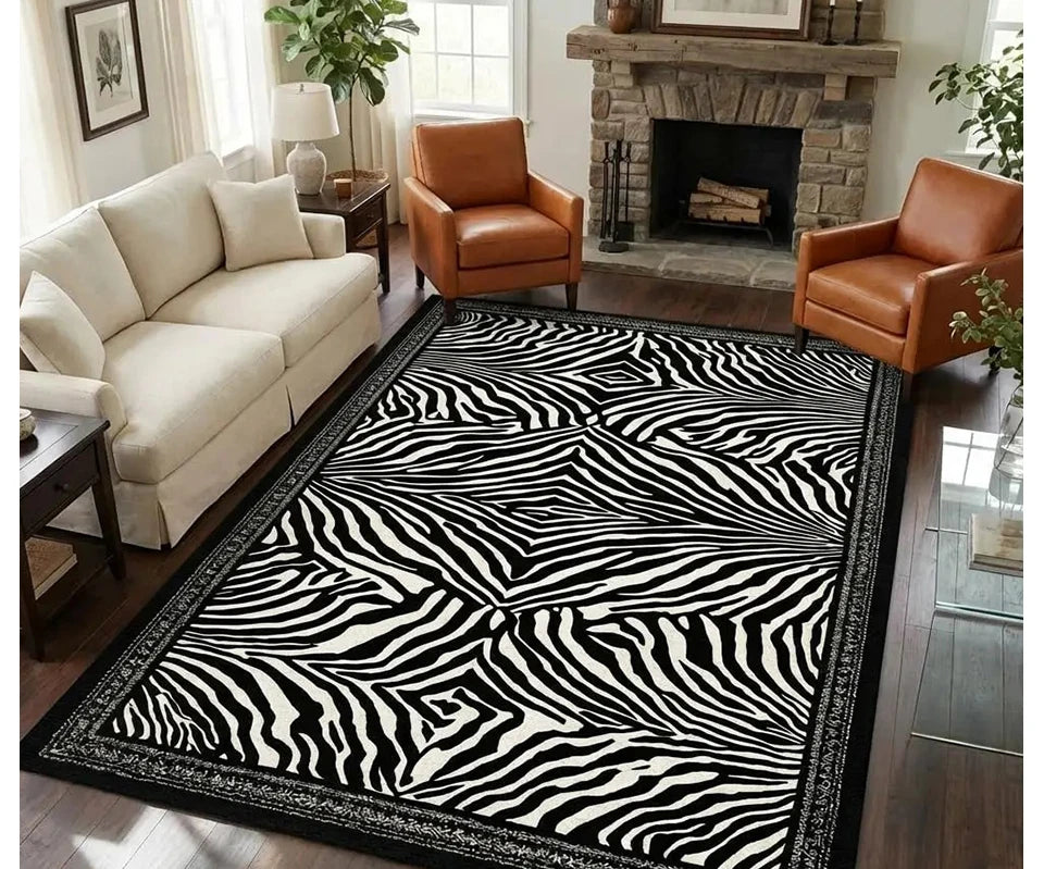 Pink Zebra Machine-Washable Area Rug