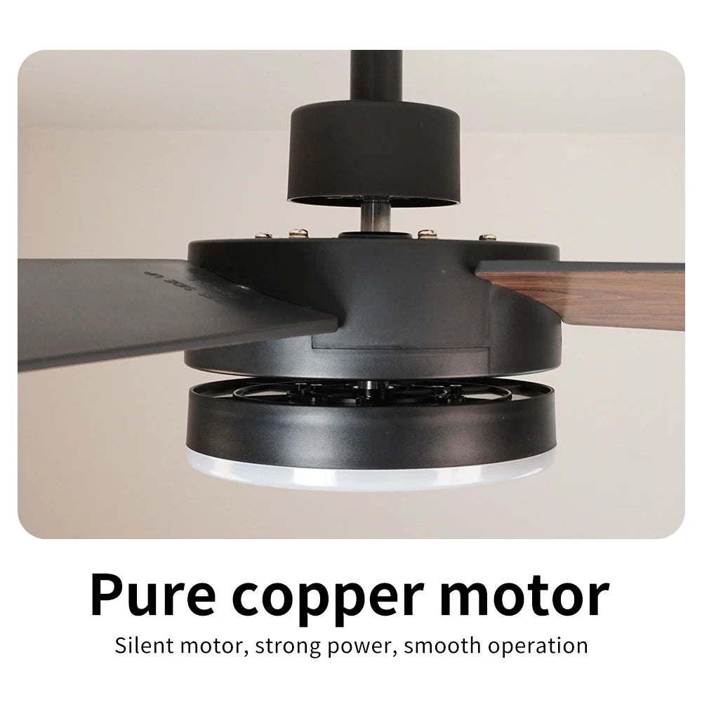 Black Remote-Control Ceiling Fan Light