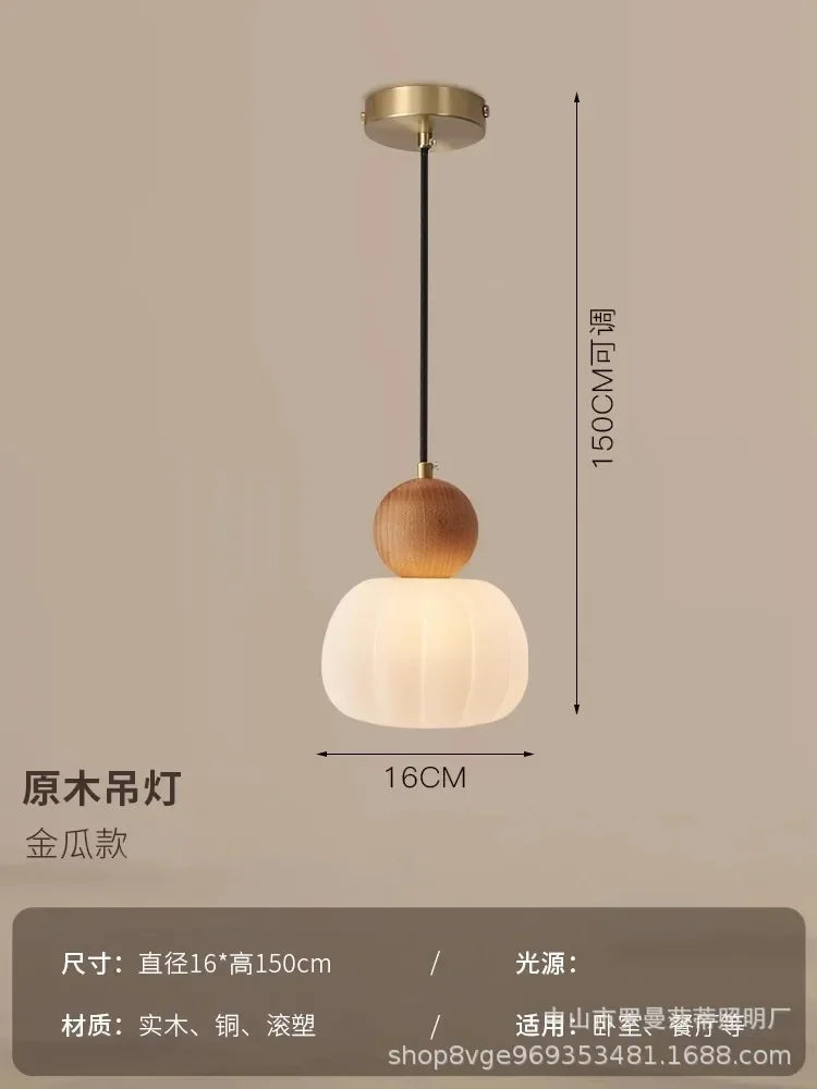 Walnut & Opal Glass Triple Pendant Light