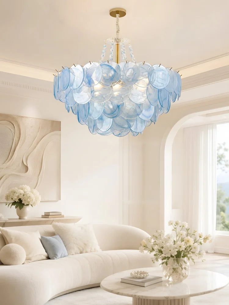 Murano-Style Blue Luxury Glass Chandelier