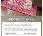 Pink Zebra Machine-Washable Area Rug