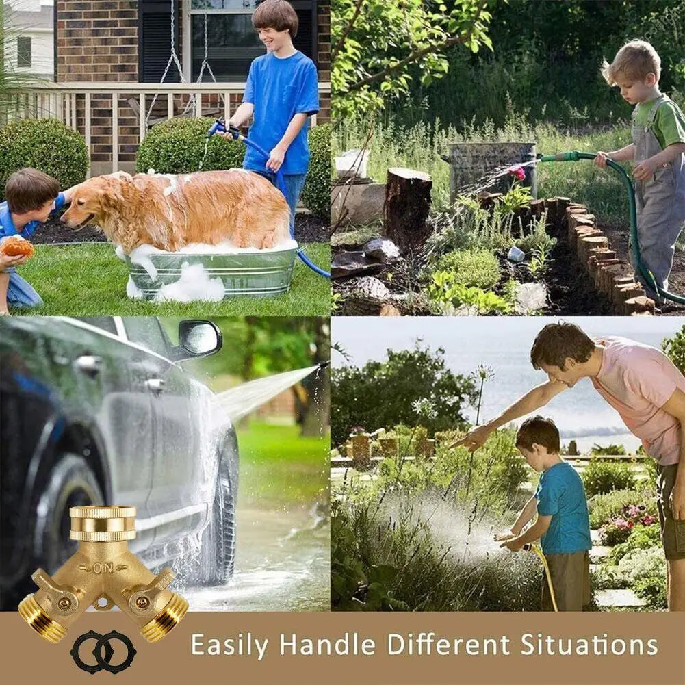 Brass Two-Way Garden Hose Splitter