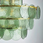 Green & Amber Cut-Glass LED Chandelier
