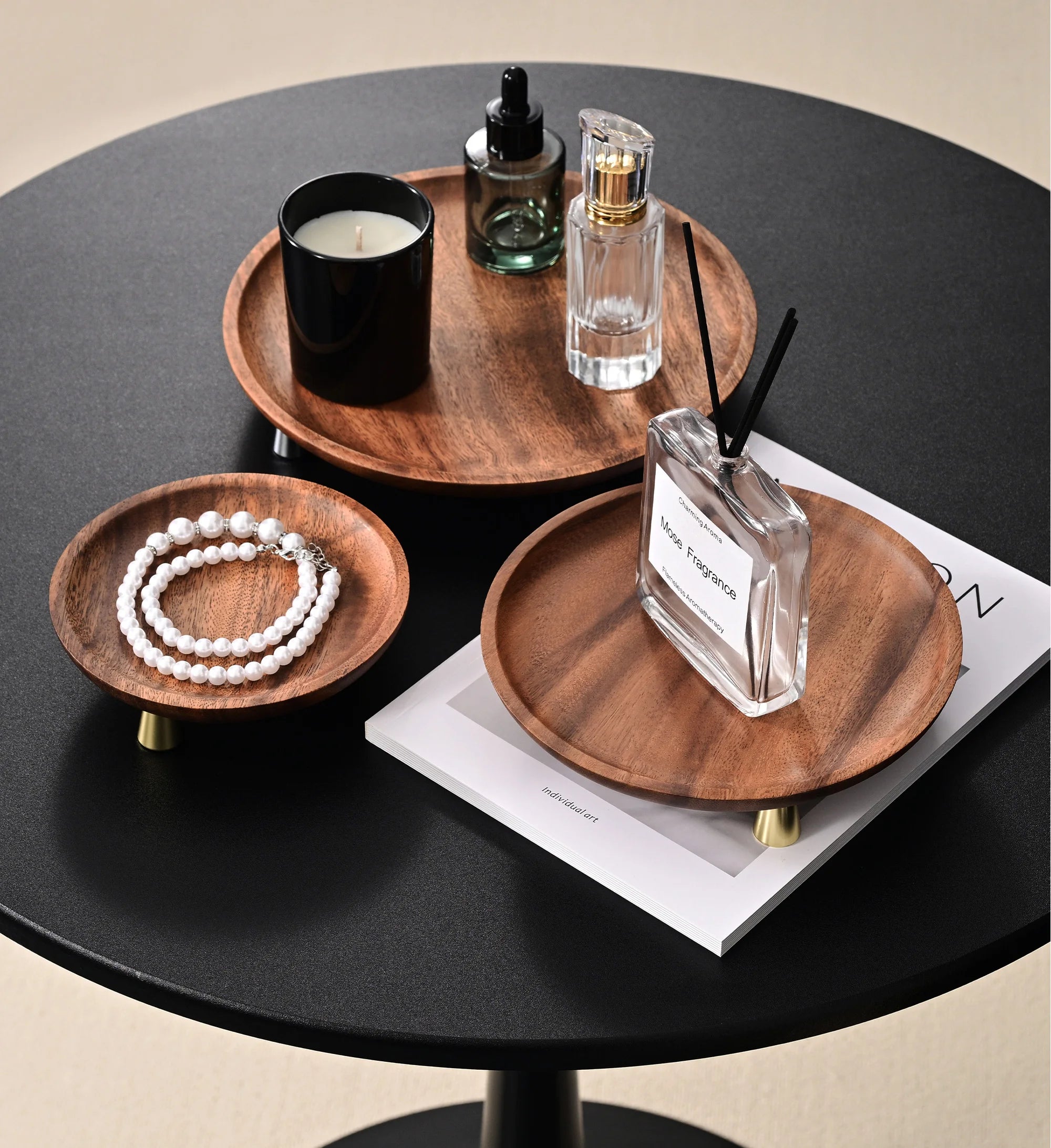 Round Wooden Serving & Display Tray