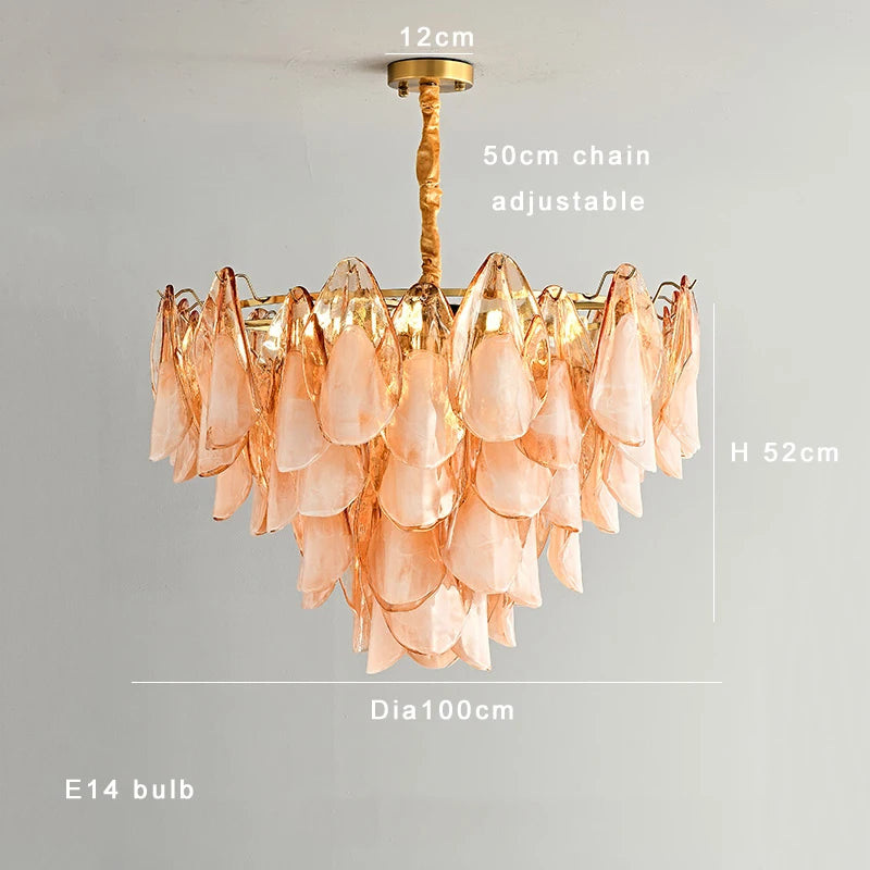 Murano-Style Petal Luxury Glass Chandelier