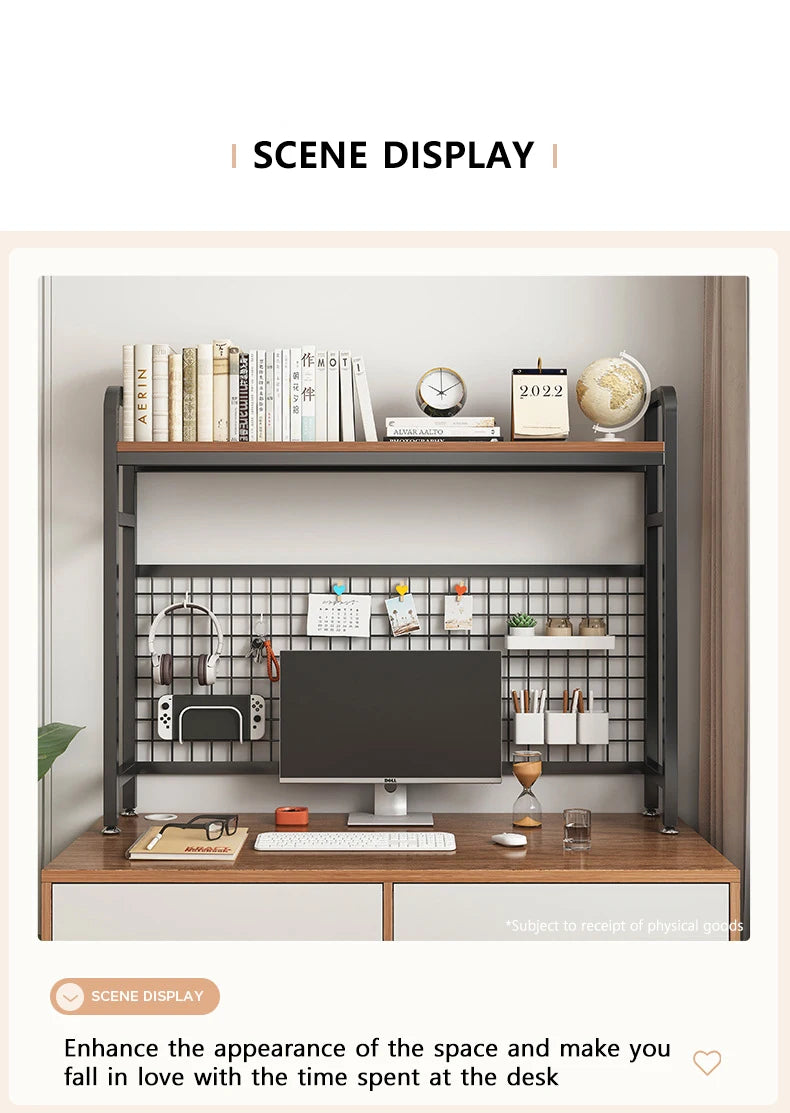 Grid Bookshelf Computer Desk