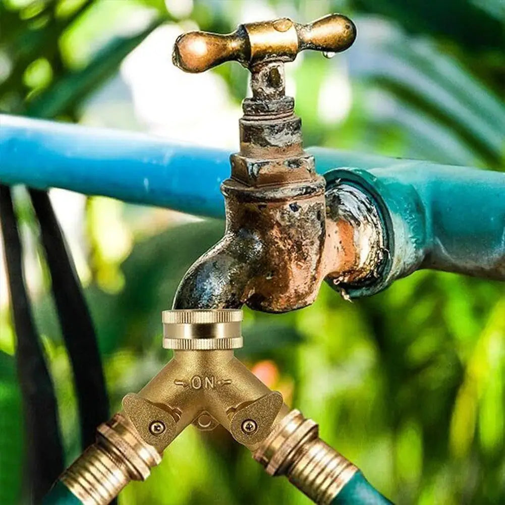 Brass Two-Way Garden Hose Splitter — WESTMERE