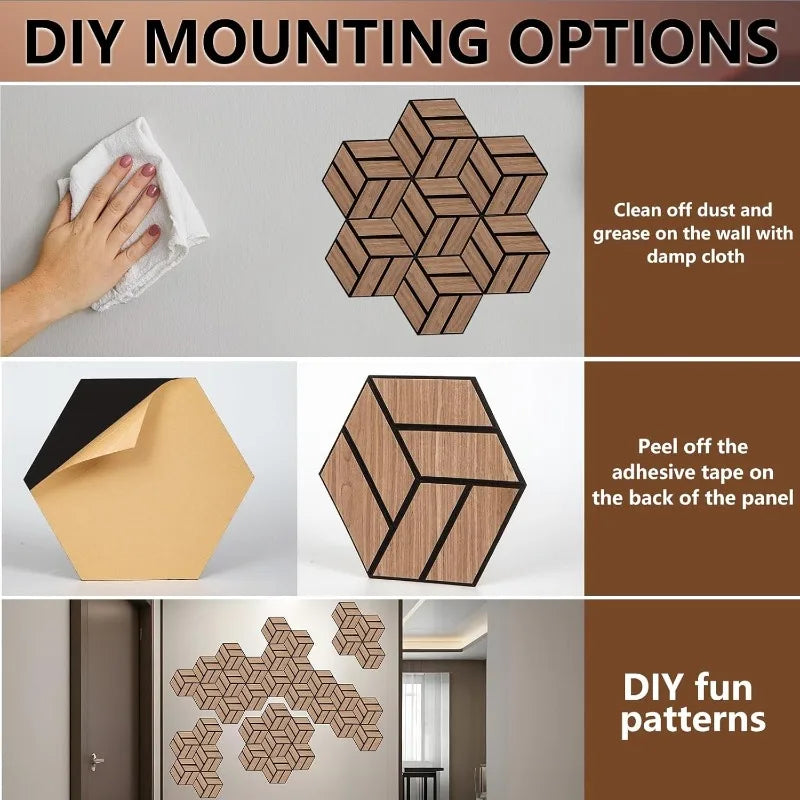 Wood-Grain Hexagonal Acoustic Panels