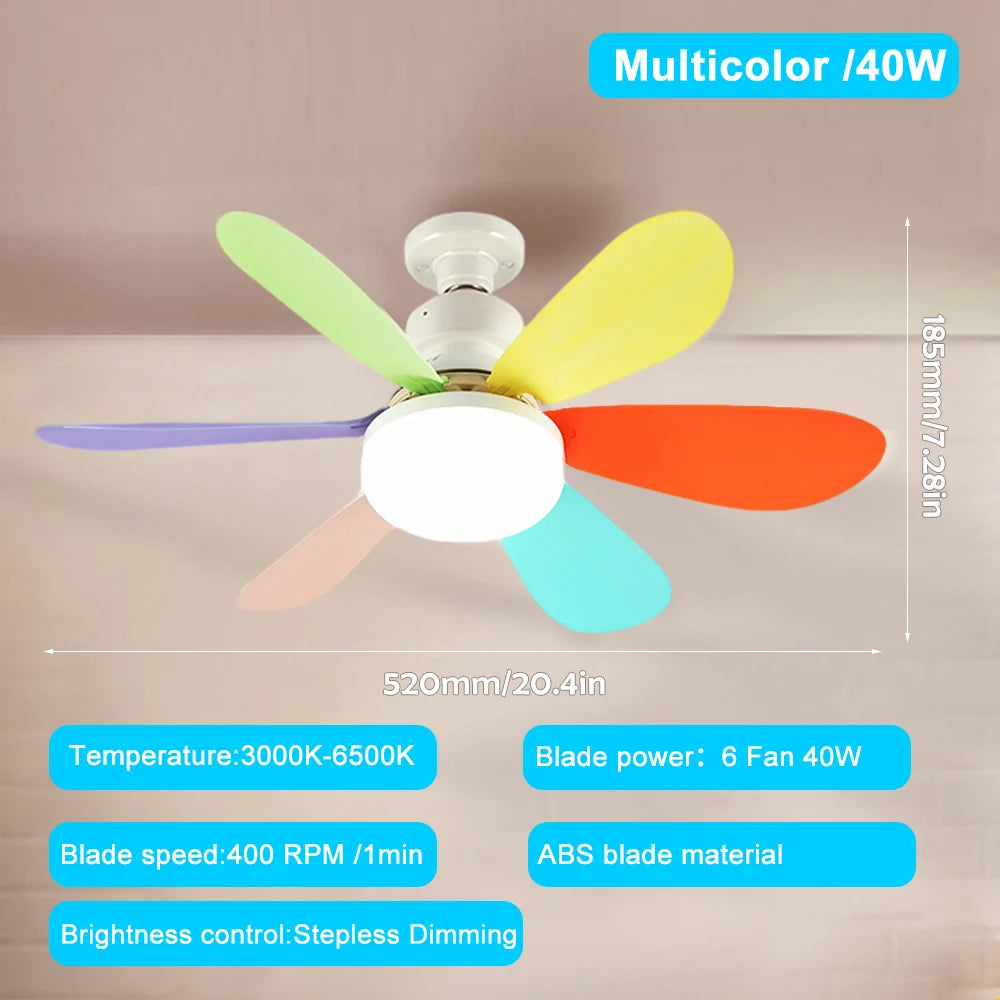 20-40w Smart Remote-Control LED Ceiling Fan with Light