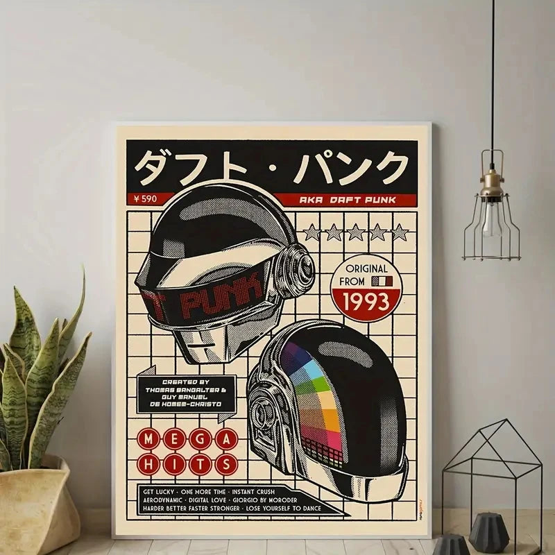 Retro Music Helmet Wall Art